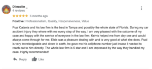 Tampa personal injury law client review