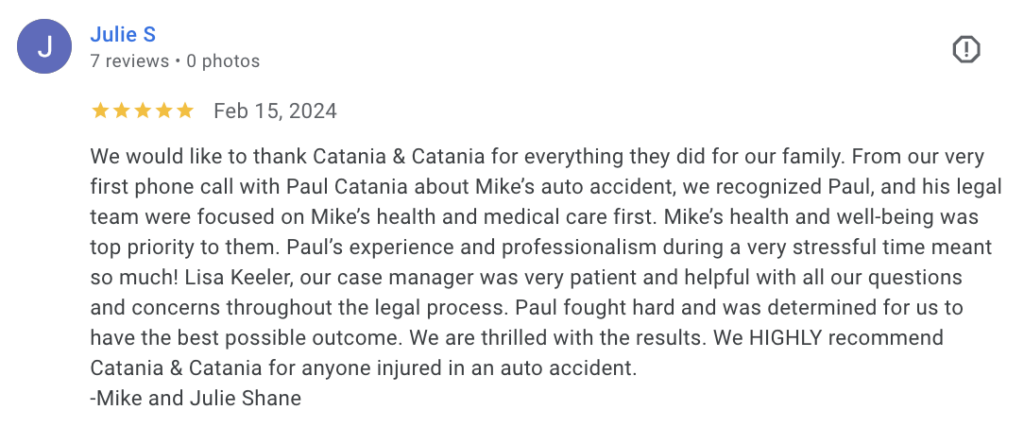 Clearwater Personal Injury Lawyers - Client 5 Star Google Review