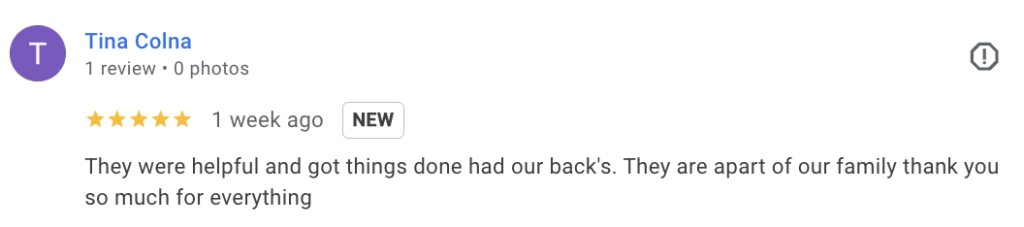 Tina Colna Google Review - Tampa, FL